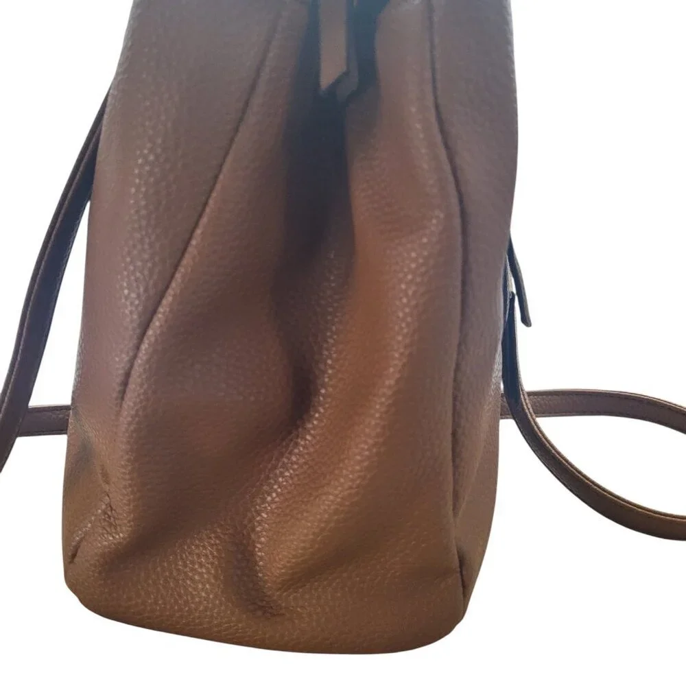 Kate & Alex Caffaro Handbag Brown Double Handle Crossbody Pebbled Faux‎ Leather
